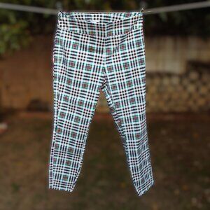 New York & Company Whitney Pull-On Plaid Pants L